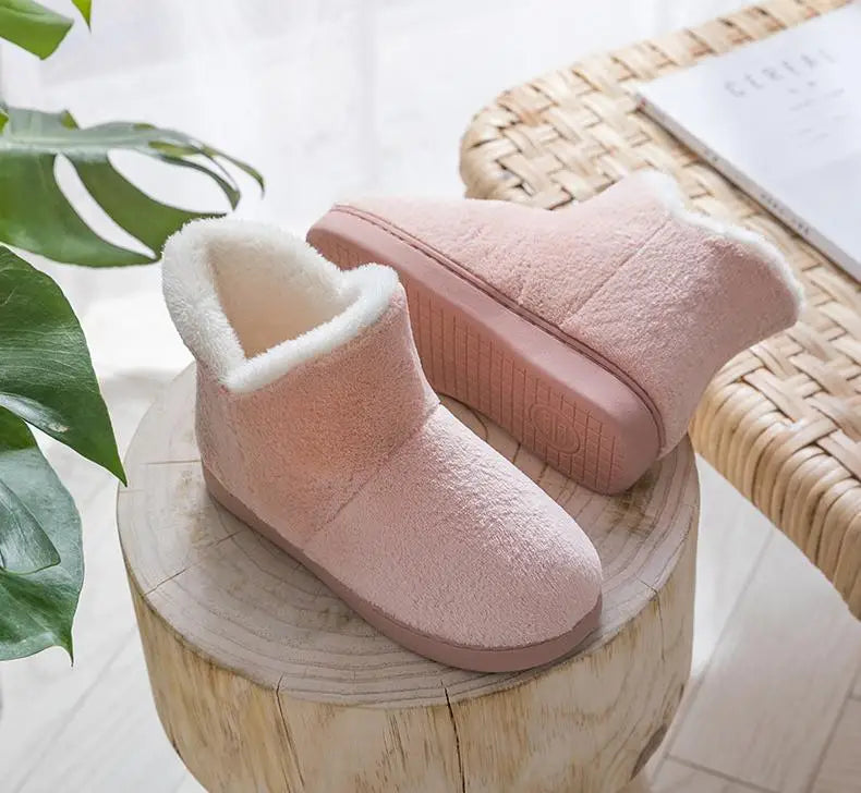 2025 Winter Warm Shoes Woman Men Indoor Slippers Soft Plus Couples Home Floor Snow Boots Anti-slip Female House Footwear