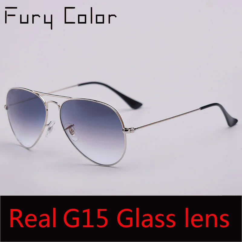 High Quality G15 Glass Lens women men Sunglasses uv400 aviation brand classic mirror male oculos vintage man sun Glasses 3025