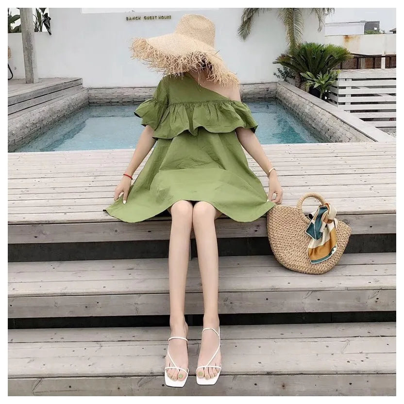 2022 Summer Elegant Women Narrow Band Slides High Heel Slippers Female Peep Toe Wood Block Heel Sandals For Party Shoes Slippers