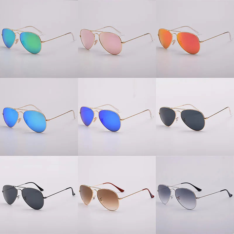 High Quality G15 Glass Lens women men Sunglasses uv400 aviation brand classic mirror male oculos vintage man sun Glasses 3025