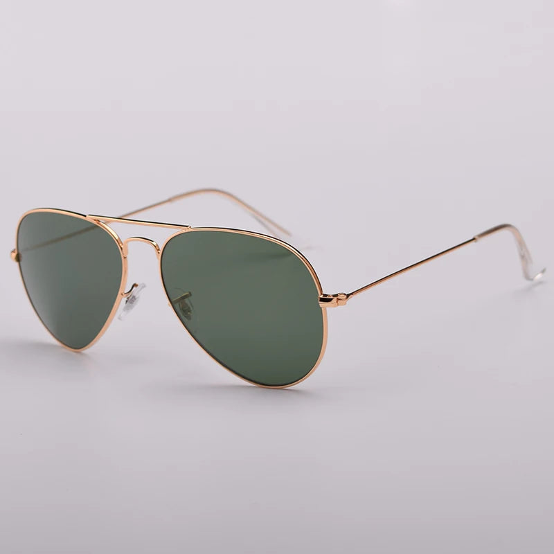 High Quality G15 Glass Lens women men Sunglasses uv400 aviation brand classic mirror male oculos vintage man sun Glasses 3025