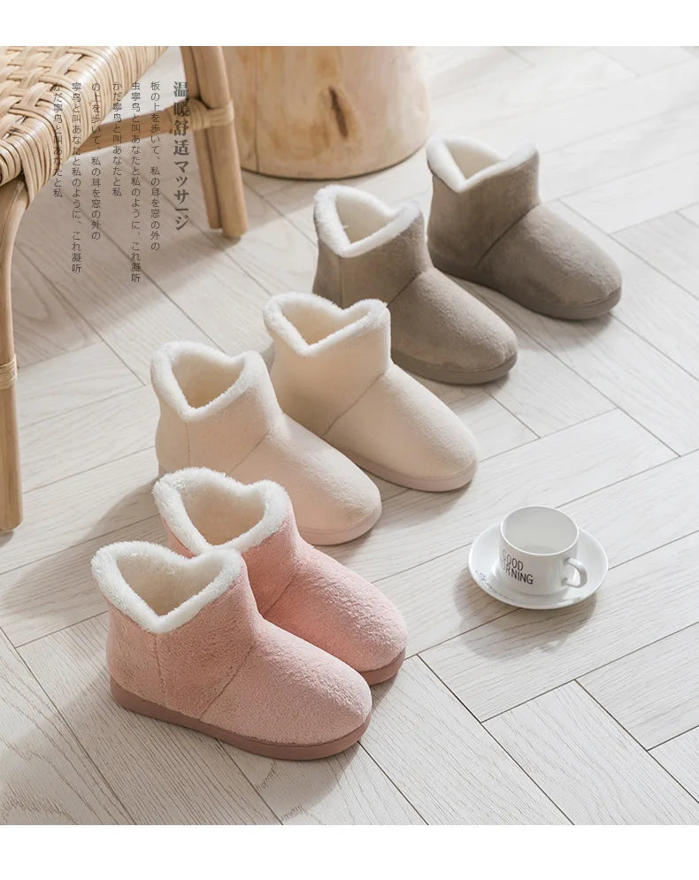 2025 Winter Warm Shoes Woman Men Indoor Slippers Soft Plus Couples Home Floor Snow Boots Anti-slip Female House Footwear