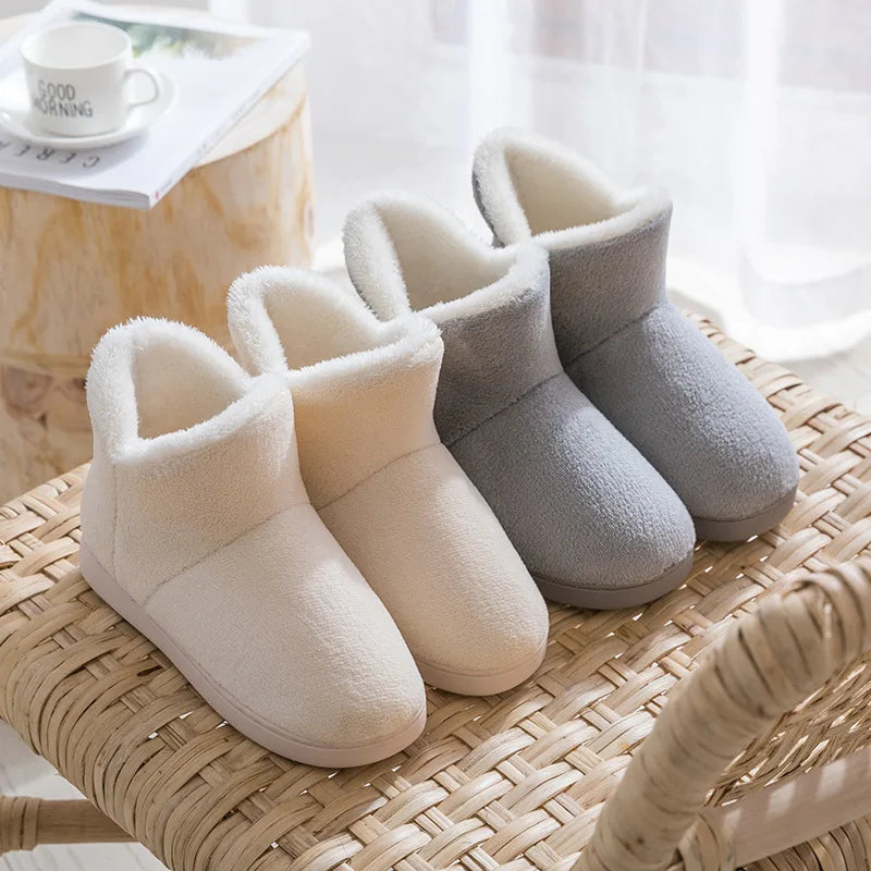 2025 Winter Warm Shoes Woman Men Indoor Slippers Soft Plus Couples Home Floor Snow Boots Anti-slip Female House Footwear