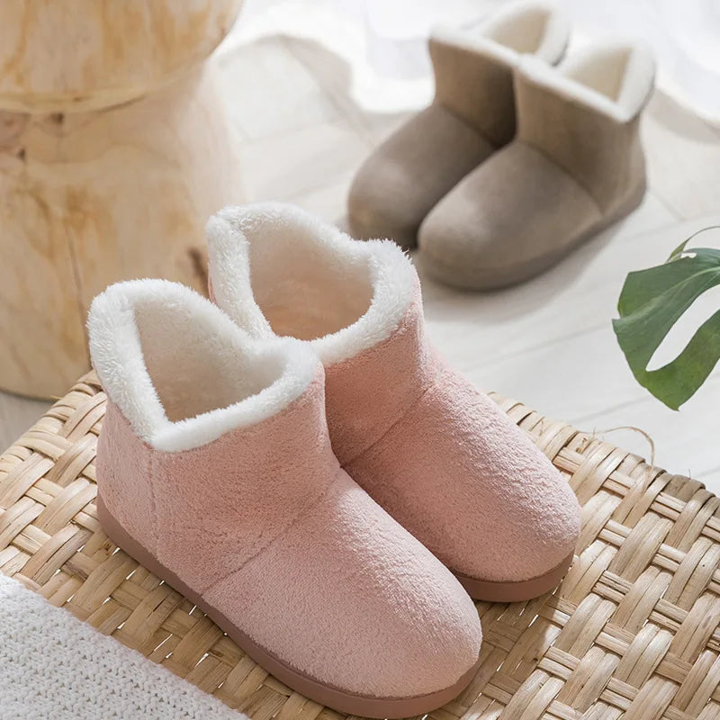 2025 Winter Warm Shoes Woman Men Indoor Slippers Soft Plus Couples Home Floor Snow Boots Anti-slip Female House Footwear