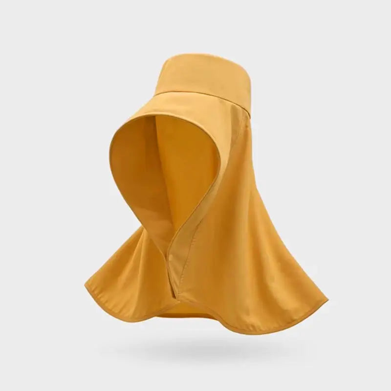 Summer Women Cap Outdoor Uv Anti Neck Protection Sun Visors Hat Fishing Hiking Big Brim Shawl Sunscreen Ponytail Cap Solid Color