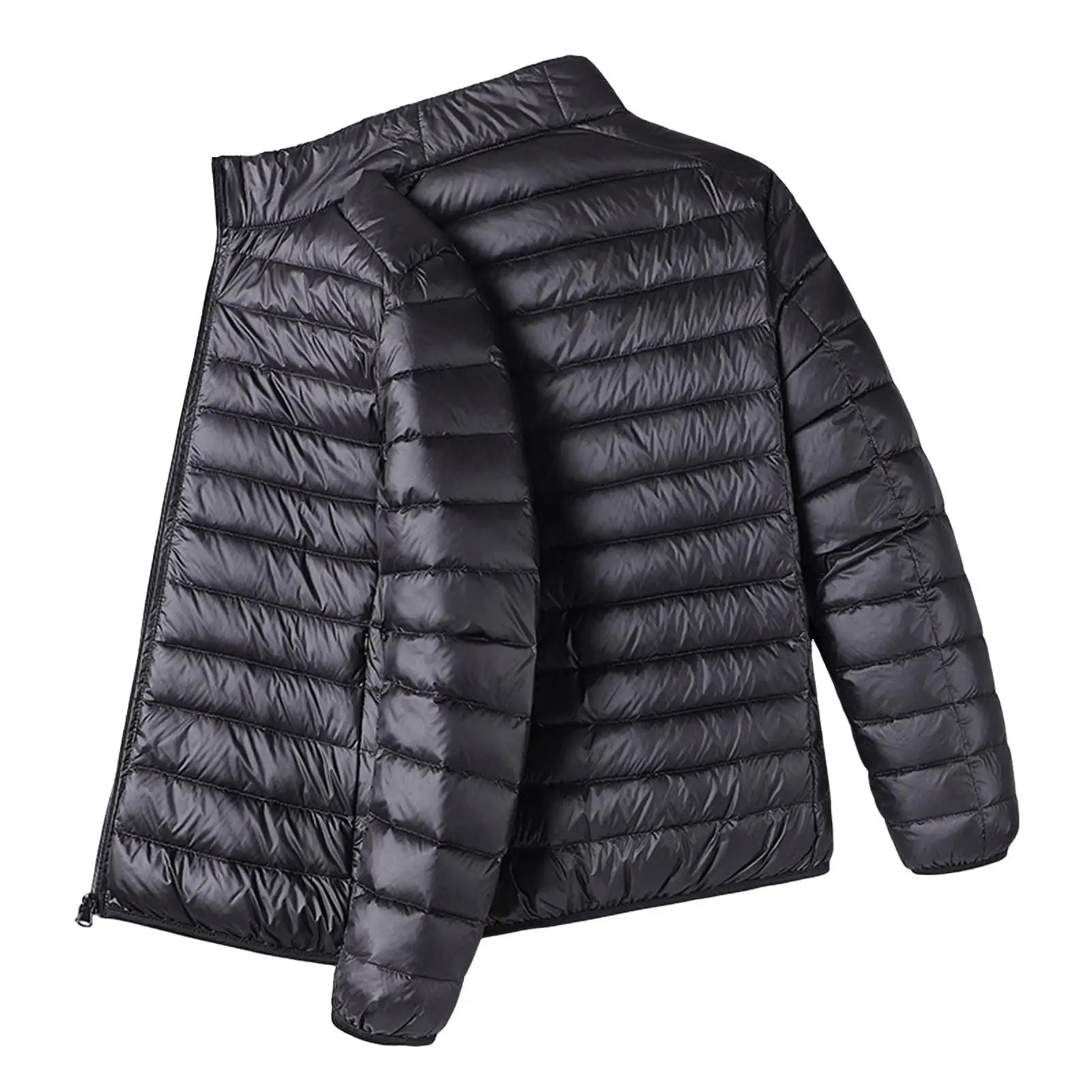 Men Cotton Coat Men's  Cotton Quilted Jacket with Down Filling Zipper Closure Long Sleeve Thermal Coat for Winter Warmth