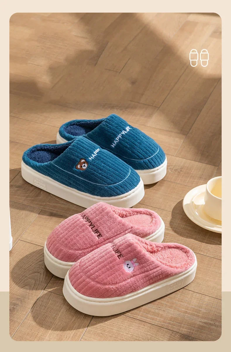 Cotton Slippers for Women Suitable for Home Use Indoor Anti Slip Confinement Shoes Thick Soled Warm for Couples Men Slippers