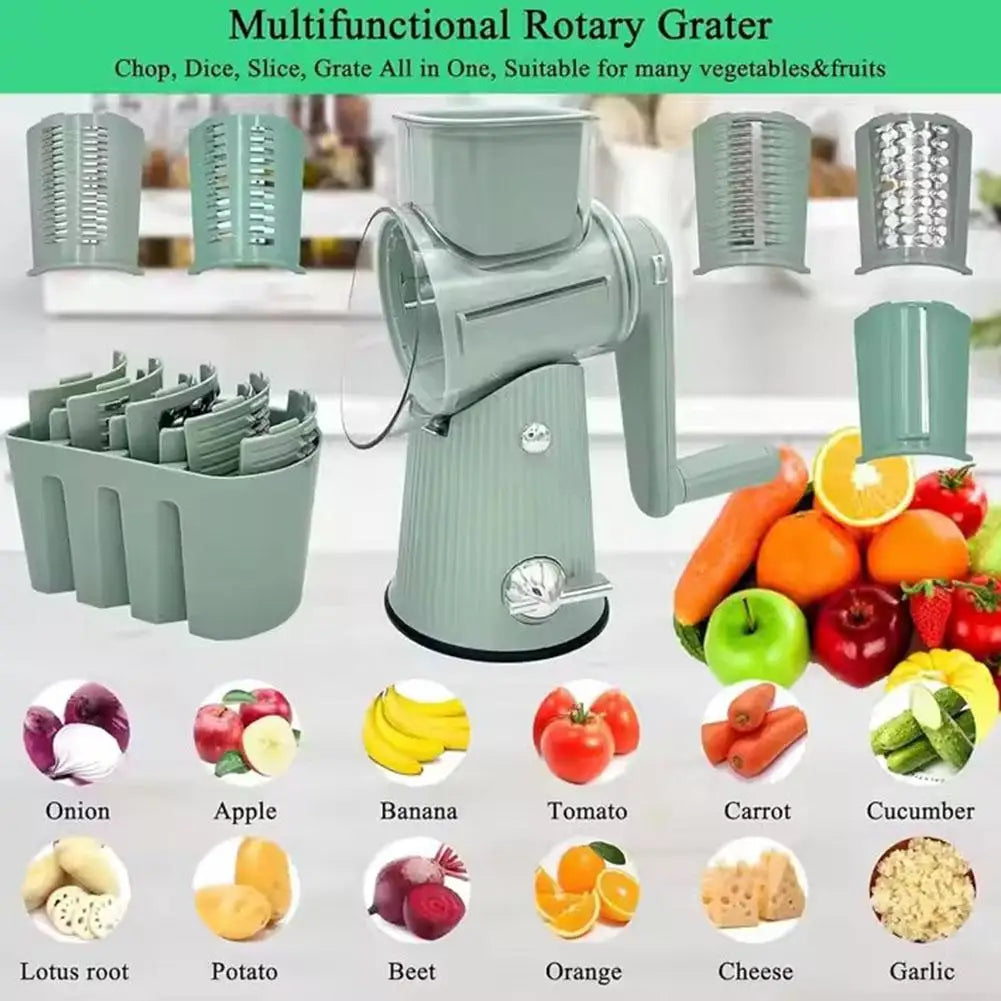 Multifunctional Manual Vegetable Slicer Cheese Grater Rotary Drum Grater Kitchen Tool for Veggie Chopping Food Shredding Y2B0