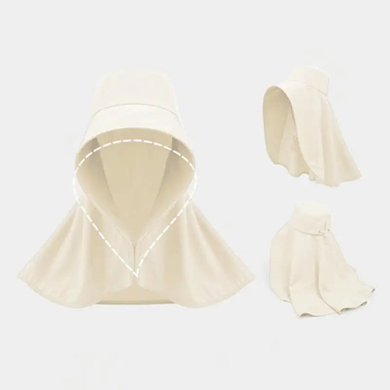 Summer Women Cap Outdoor Uv Anti Neck Protection Sun Visors Hat Fishing Hiking Big Brim Shawl Sunscreen Ponytail Cap Solid Color