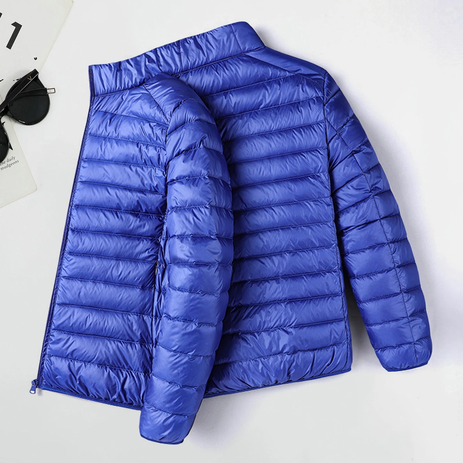 Men Cotton Coat Men's  Cotton Quilted Jacket with Down Filling Zipper Closure Long Sleeve Thermal Coat for Winter Warmth