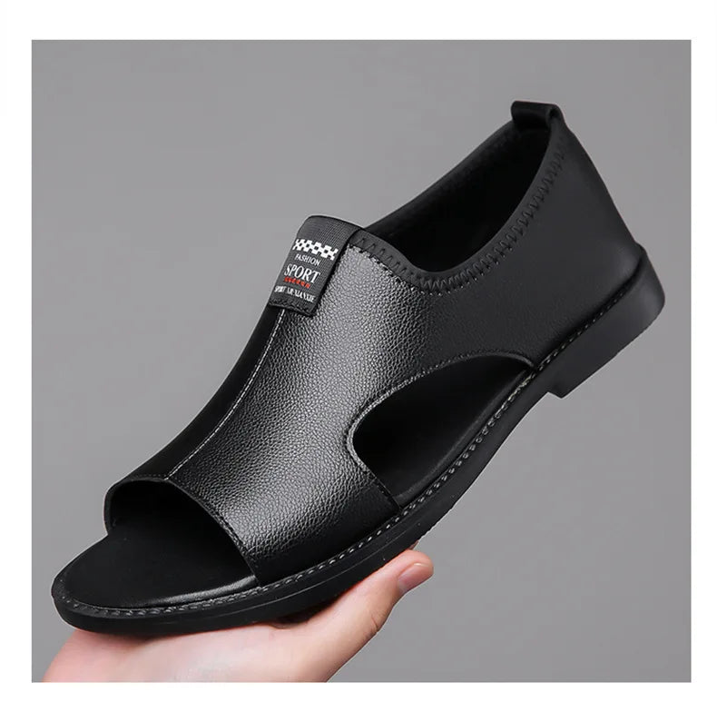 Brand Man Sandals Designer Fashion Leather Casual for Men Summer Comfortable Beach Slippers Outdoor Non-slip Men Sandalias 2024