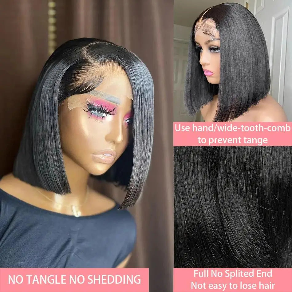 13x4 Straight Lace Frontal Bob Wig 8-14 Inches Pre Plucked 100% Real Human Hair Wigs Brazilian Remy Bone Straight Bob Super Sale