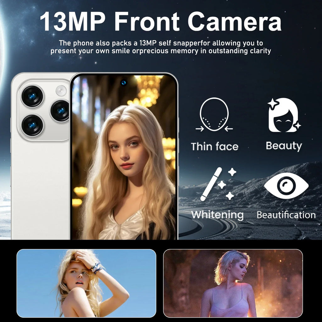 Global Version I16 Pro Max Smartphones Cellphones Android 14,6.8 inch Screen,12+512GB,13+24MP,Mobile phone,6800mAh Phone 5G