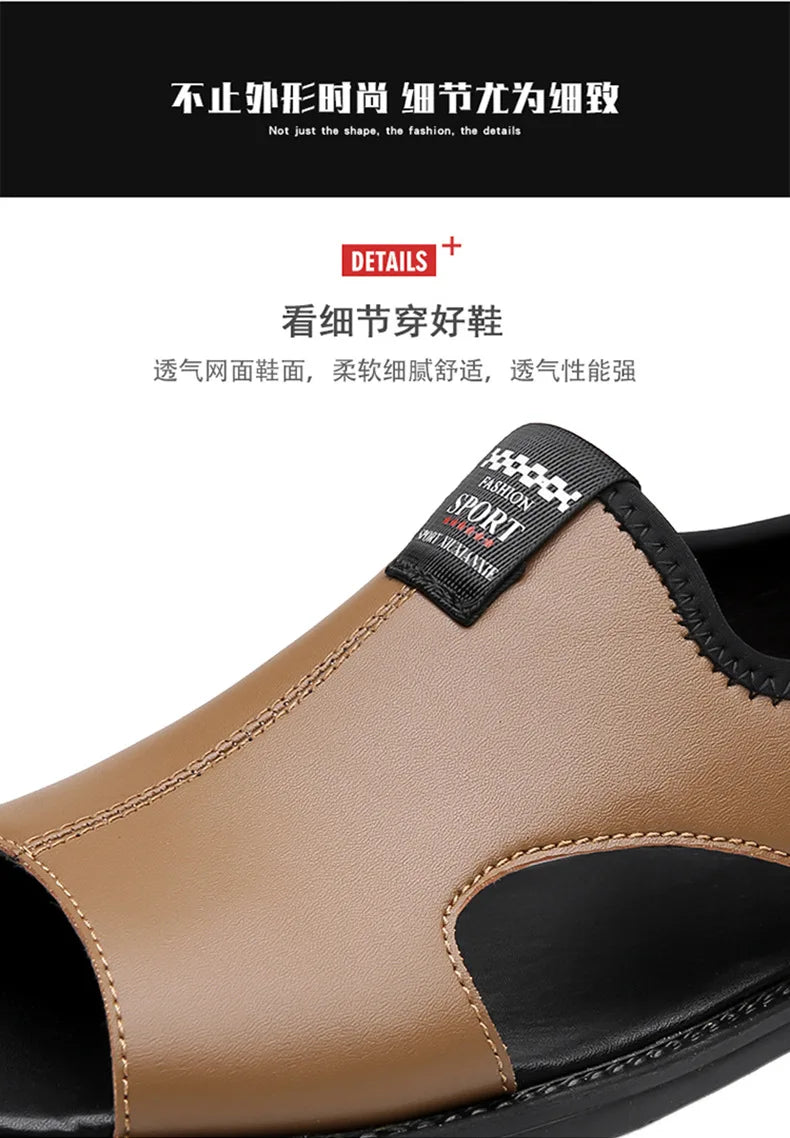 Brand Man Sandals Designer Fashion Leather Casual for Men Summer Comfortable Beach Slippers Outdoor Non-slip Men Sandalias 2024