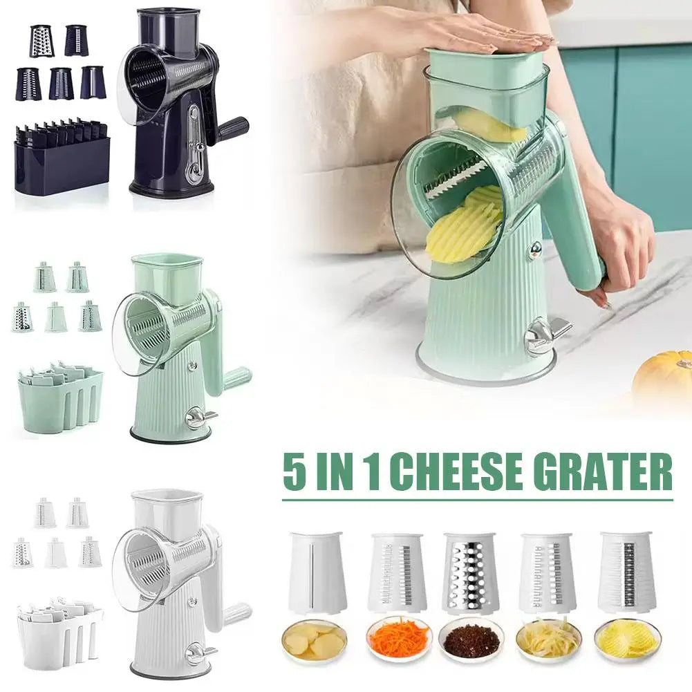 Multifunctional Manual Vegetable Slicer Cheese Grater Rotary Drum Grater Kitchen Tool for Veggie Chopping Food Shredding Y2B0