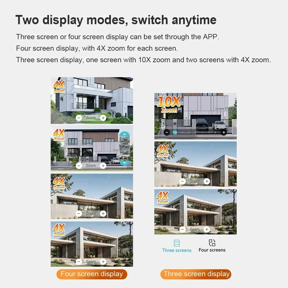 LS VISION 20MP Four Screens WiFi Security Camera Outdoor 10X Optical Zoom Four Lens Human Auto Tracking Waterproof CCTV Cameras