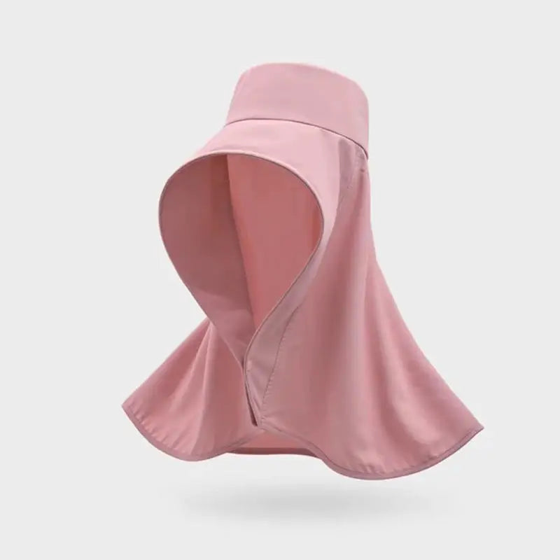 Summer Women Cap Outdoor Uv Anti Neck Protection Sun Visors Hat Fishing Hiking Big Brim Shawl Sunscreen Ponytail Cap Solid Color