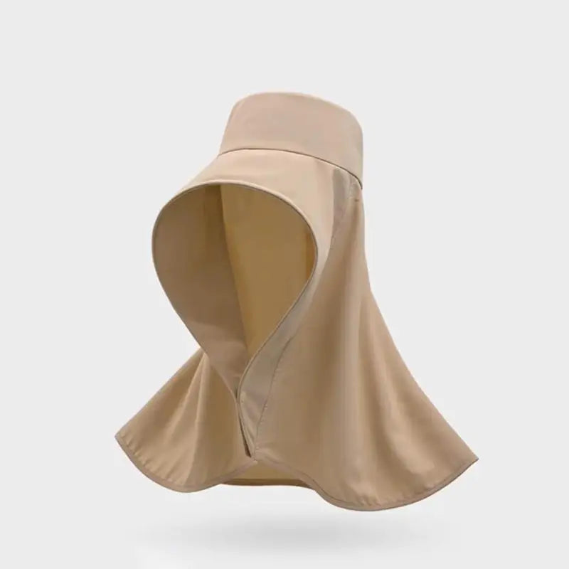 Summer Women Cap Outdoor Uv Anti Neck Protection Sun Visors Hat Fishing Hiking Big Brim Shawl Sunscreen Ponytail Cap Solid Color