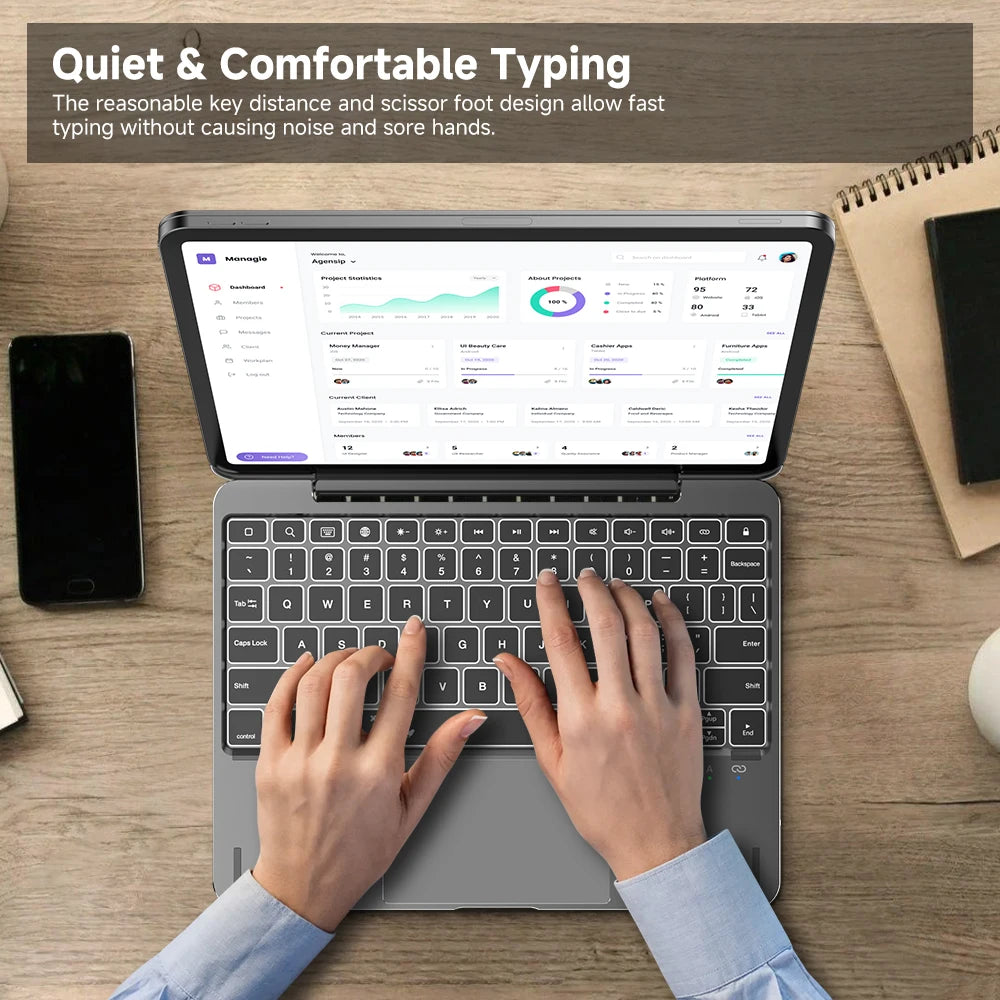 GOOJODOQ Magic Keyboard for  iPad Air 6 11 2024 Air4 Air 5  for iPad Pro 11 Inch 4th/3rd/2nd/1st Gen Full Aluminum Keyboard