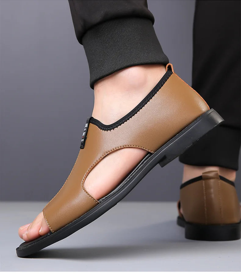 Brand Man Sandals Designer Fashion Leather Casual for Men Summer Comfortable Beach Slippers Outdoor Non-slip Men Sandalias 2024