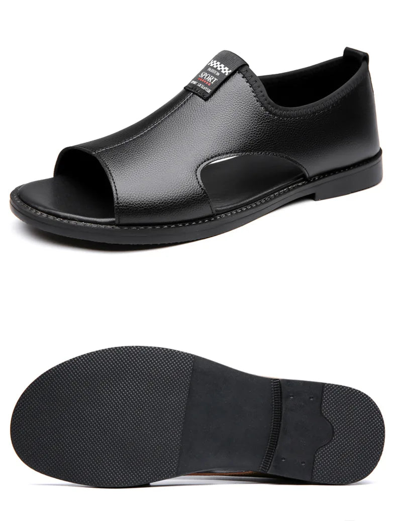 Brand Man Sandals Designer Fashion Leather Casual for Men Summer Comfortable Beach Slippers Outdoor Non-slip Men Sandalias 2024