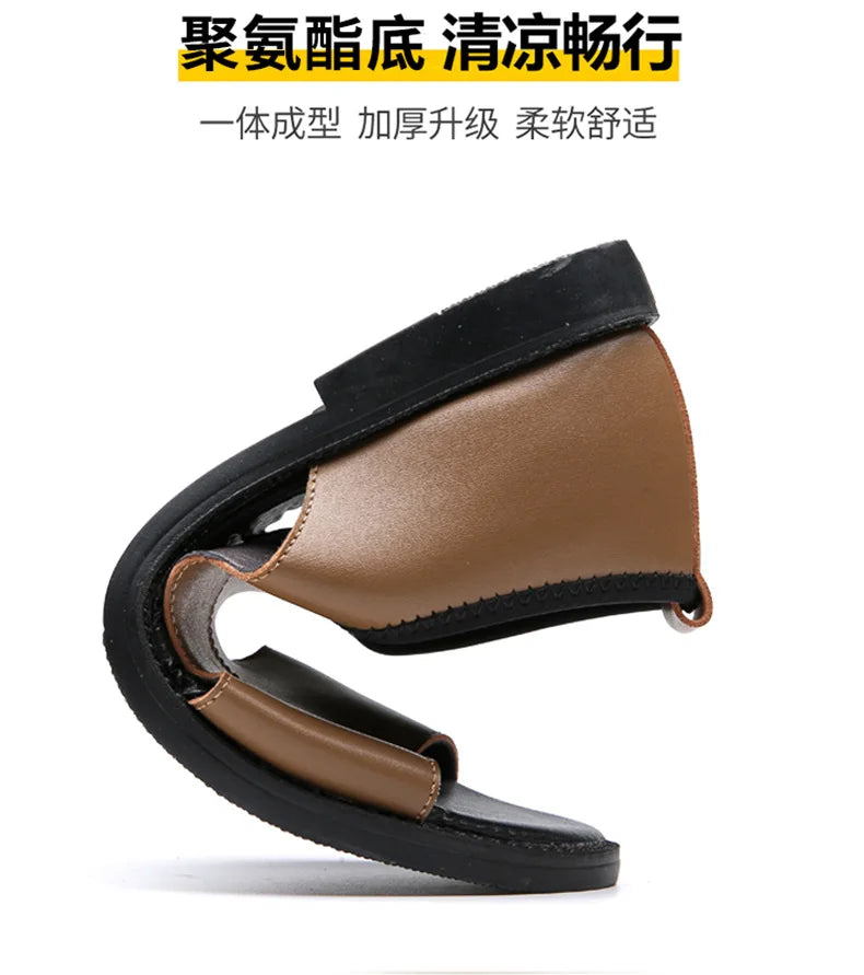 Brand Man Sandals Designer Fashion Leather Casual for Men Summer Comfortable Beach Slippers Outdoor Non-slip Men Sandalias 2024
