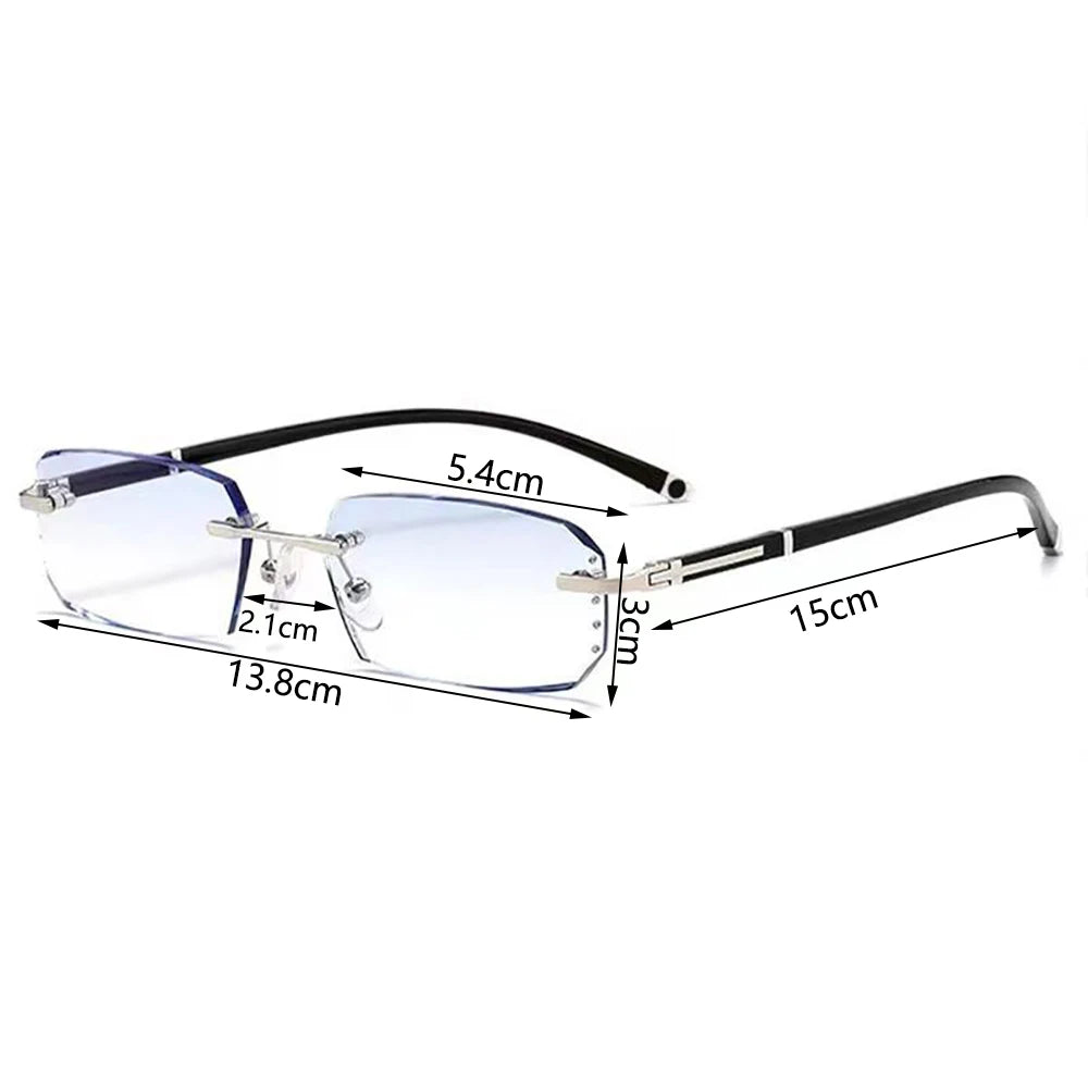 New Cut Edge Presbyopic Glasses Frameless HD Anti Blue Presbyopic Glasses Men's Anti Fatigue Presbyopia Clear Glasses +1.0~+4.0