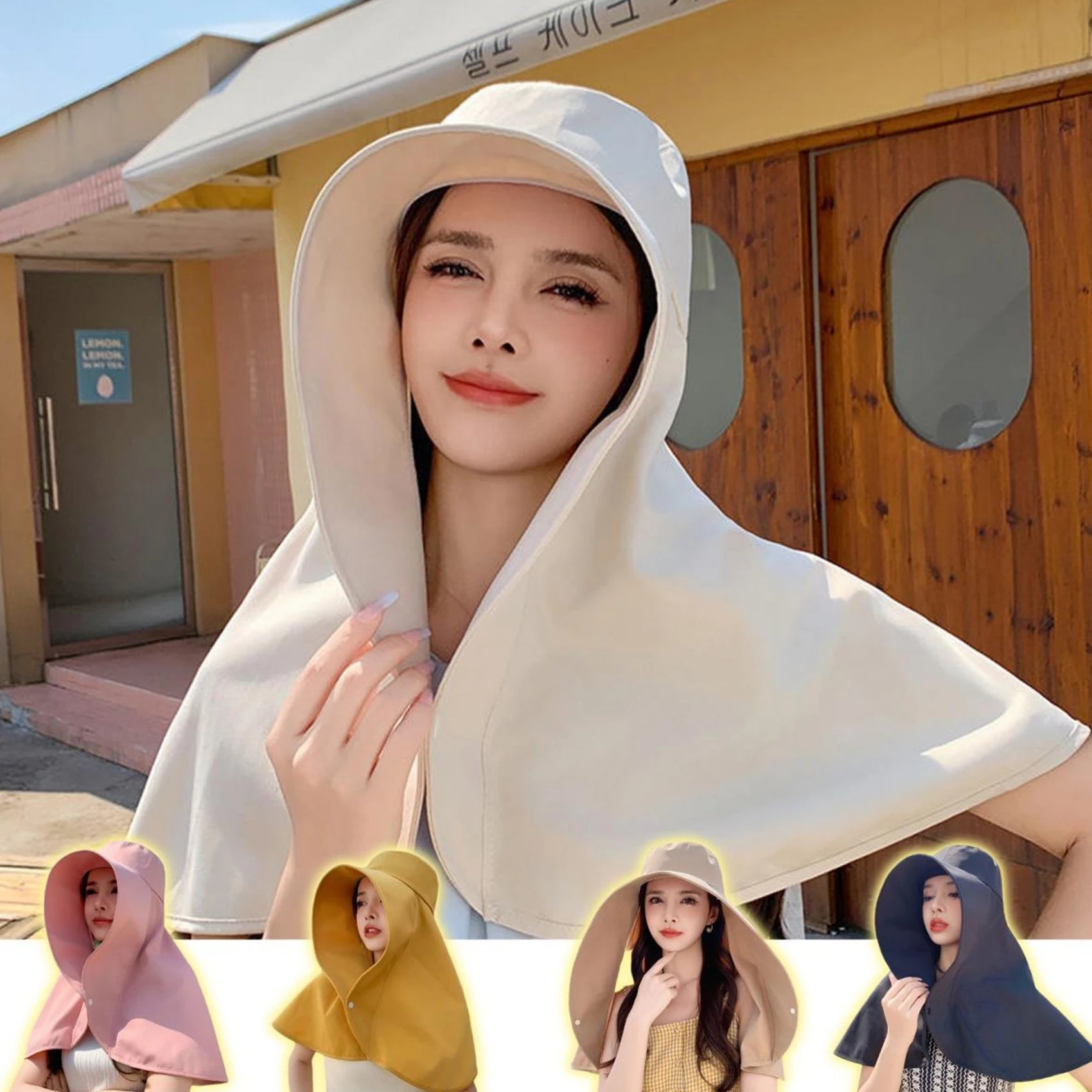 Women Hat Full Face Sun UV Protection Hats Summer Large Brim Shawl Neck Integrated Traveling Outdoors Beach Fisherman Hats