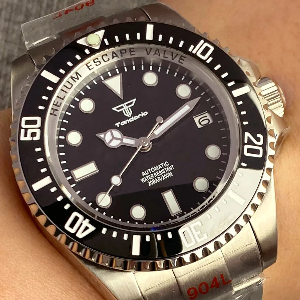 200m Dive Mechanical Watch Men Sapphire Crystal NH35AA PT5000 43mm Steel Case 904L Bracelet Glide Lock Ceramic Insert Rejor