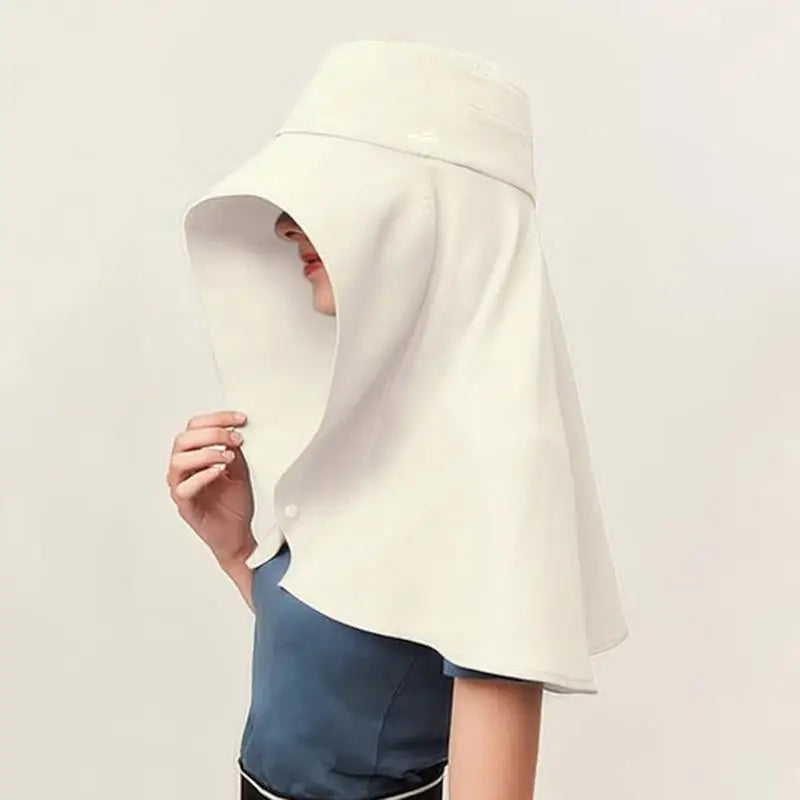 Summer Women Cap Outdoor Uv Anti Neck Protection Sun Visors Hat Fishing Hiking Big Brim Shawl Sunscreen Ponytail Cap Solid Color