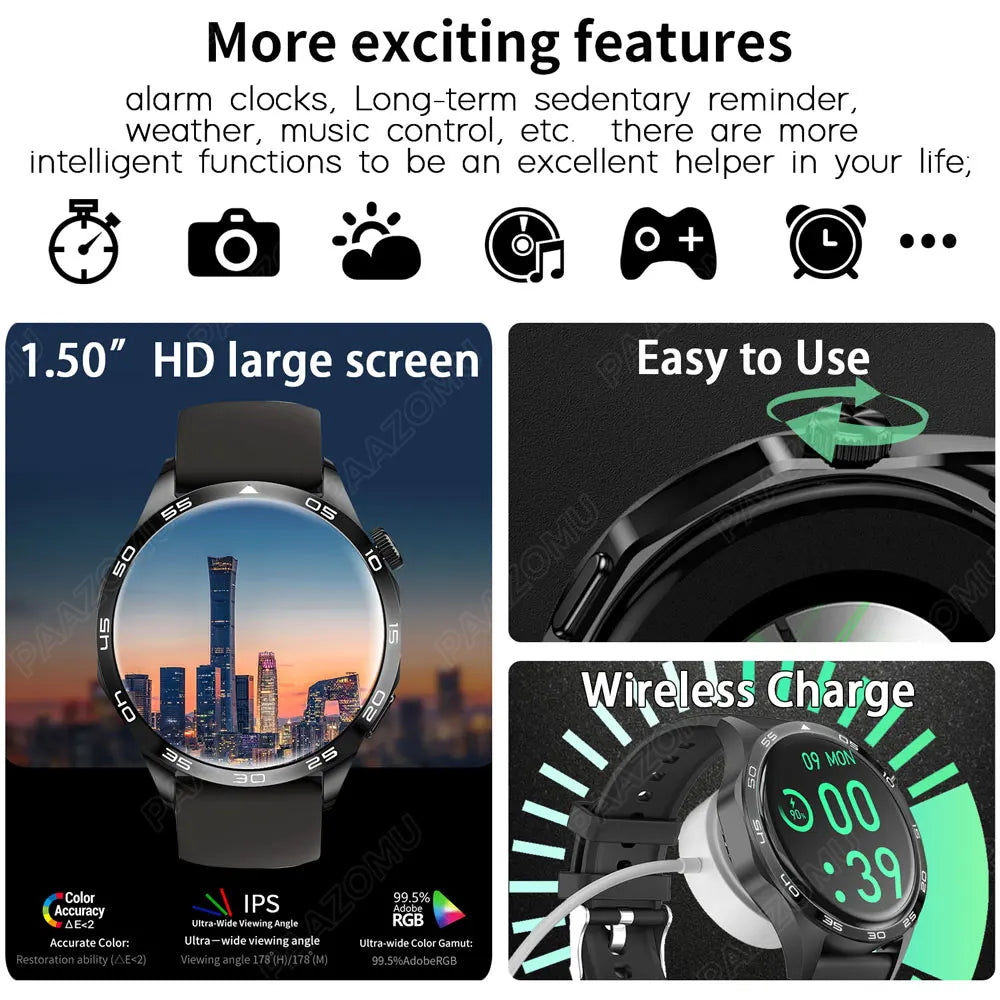 2025 New For Huawei Smart Watch Men Watch 4 Pro+ 1.50 Inch HD Screen Bluetooth Call Health Monitoring Smartwatch New Watch 4