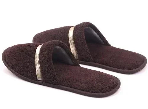 1 Pair Reusable Hotel Slippers For Men Women Coral Fleece Slippers Non-slip Breathable Soft Winter Accessories Indoor Shoes