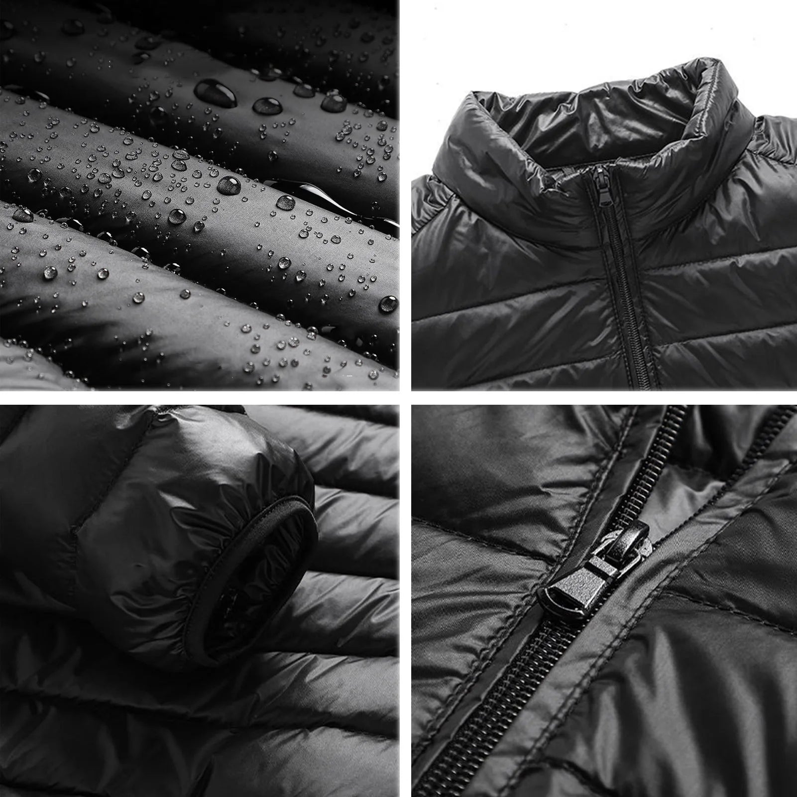 Men Cotton Coat Men's  Cotton Quilted Jacket with Down Filling Zipper Closure Long Sleeve Thermal Coat for Winter Warmth
