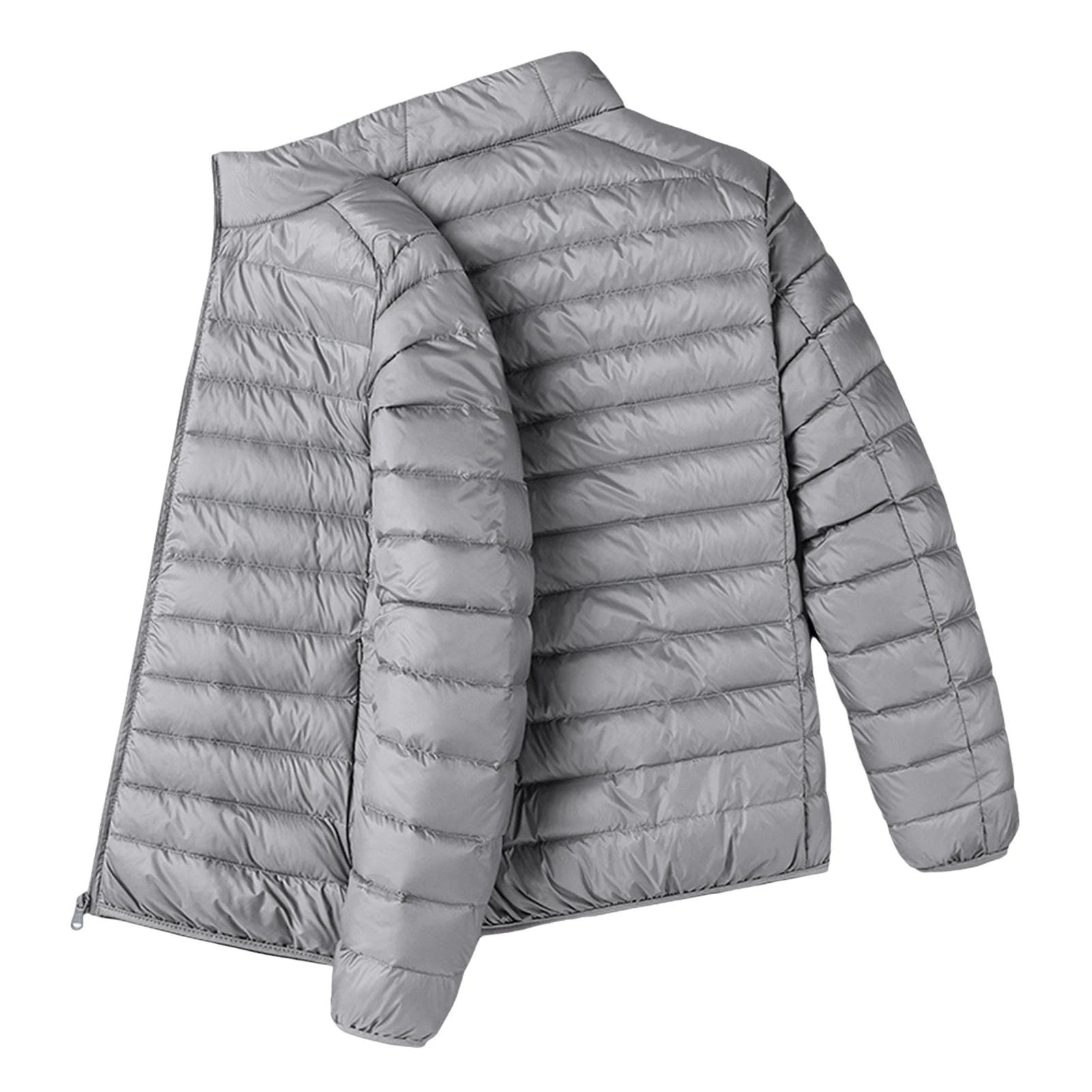 Men Cotton Coat Men's  Cotton Quilted Jacket with Down Filling Zipper Closure Long Sleeve Thermal Coat for Winter Warmth