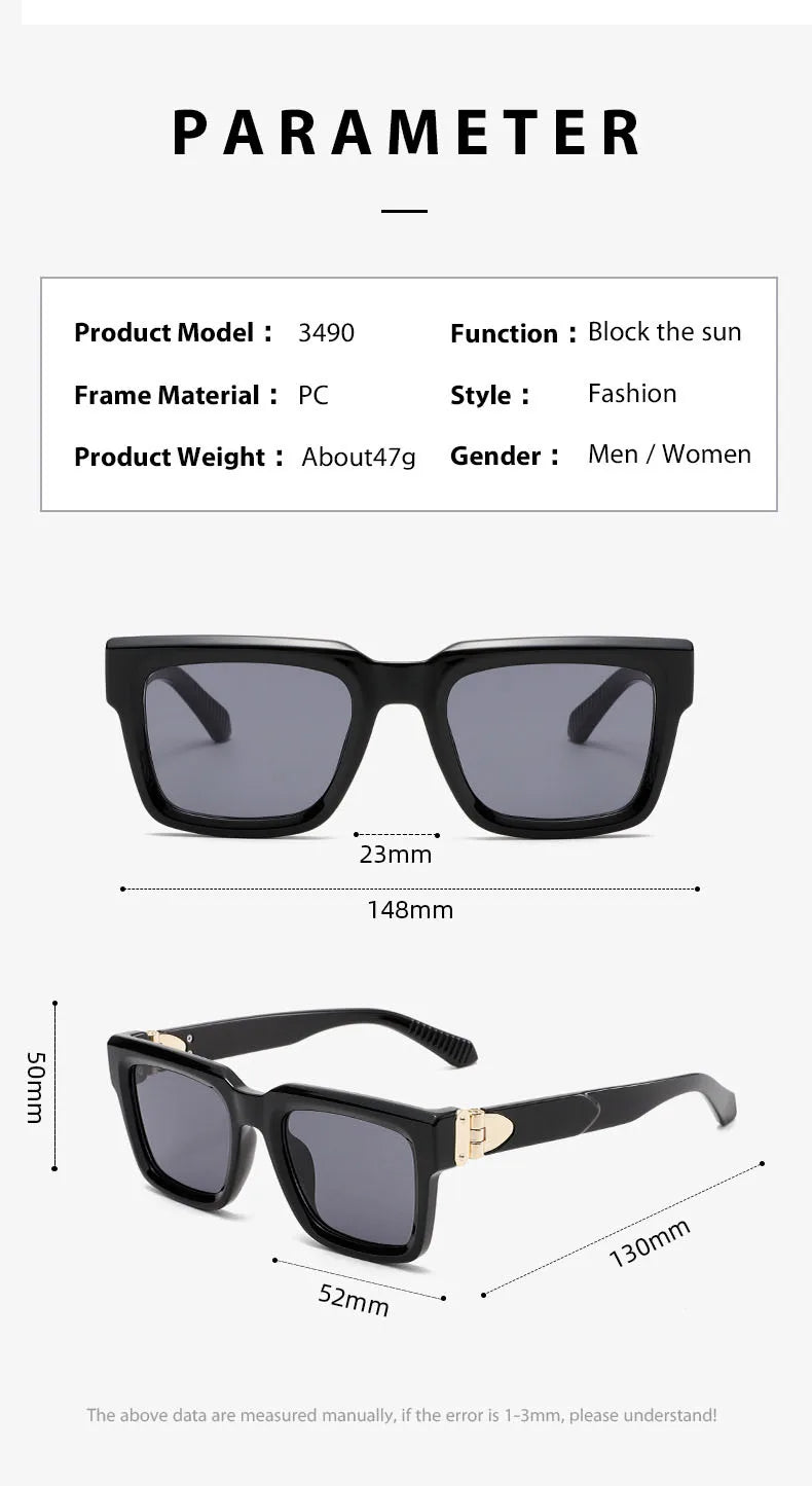 Millionaire Square Sunglass Men Vintage Luxury Sunglasses 2025 Trendy Fashion Glasses Gafas De Sol Hombre Lunette Soleil Femme