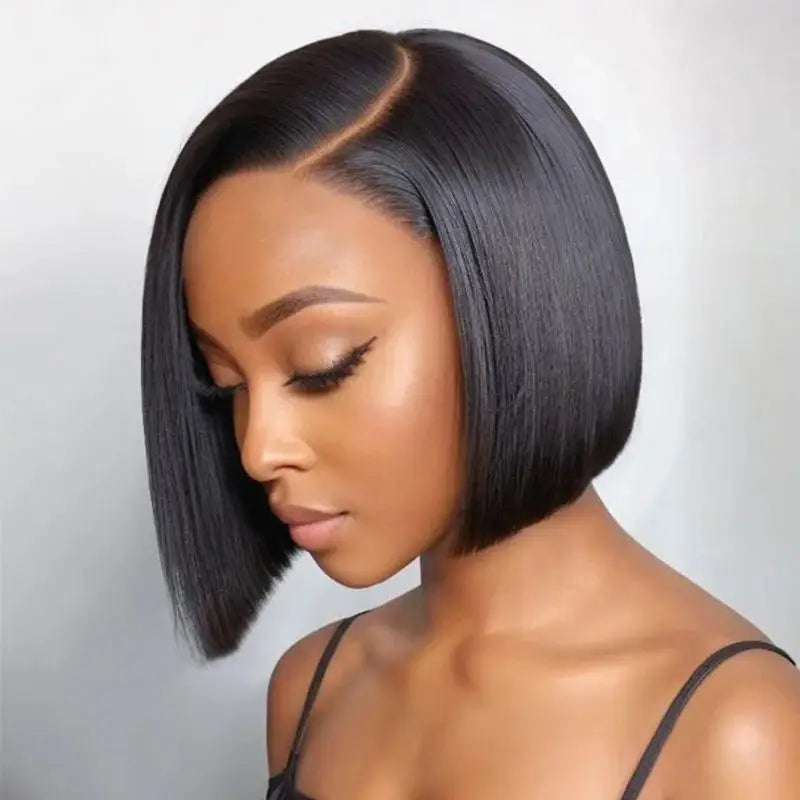 13x4 Straight Lace Frontal Bob Wig 8-14 Inches Pre Plucked 100% Real Human Hair Wigs Brazilian Remy Bone Straight Bob Super Sale