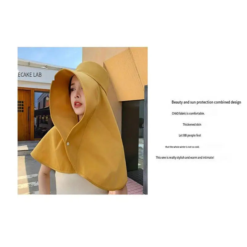 Women Hat Full Face Sun UV Protection Hats Summer Large Brim Shawl Neck Integrated Traveling Outdoors Beach Fisherman Hats