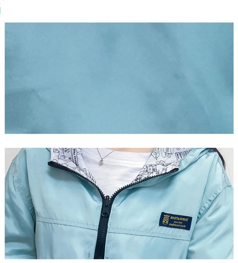 Double-Sided Trench Coat Women 2023 New Spring Autumn Clothes Hooded Windbreaker Jacket Female Outerwear Tops Student Coats 3XL