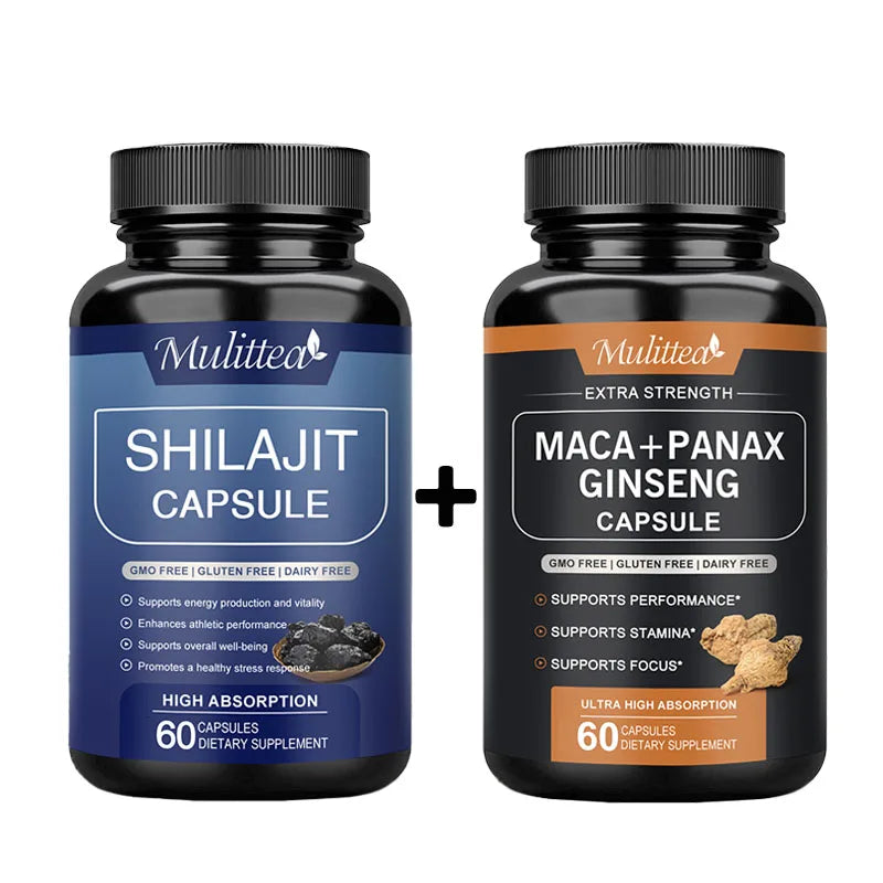 Mulittea Hot Sale 100% Organic Shilajit & Maca Capsules for Male Hormone Balance Energy  Supplement