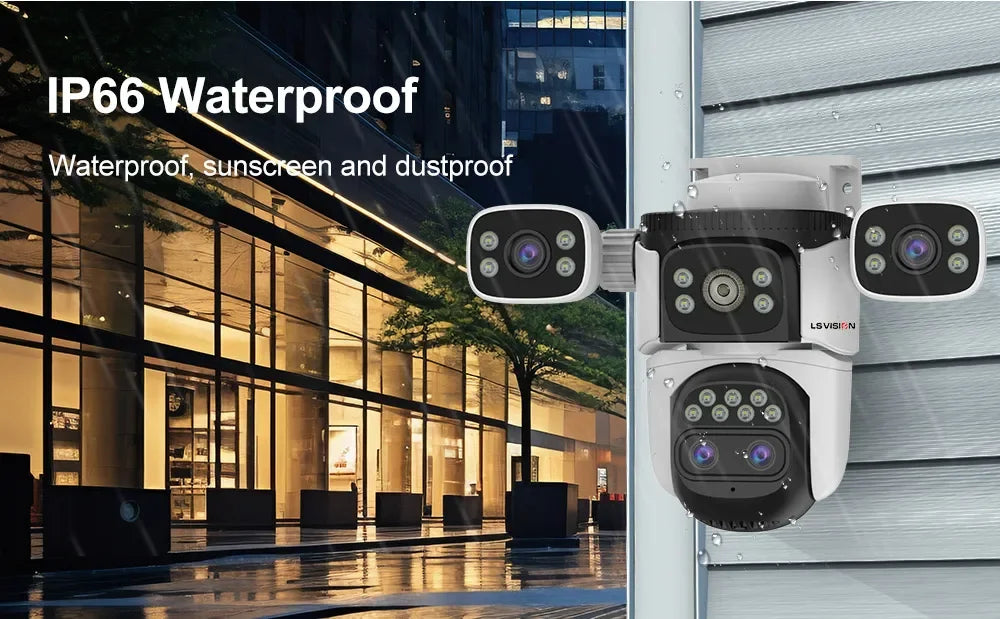 LS VISION 20MP Four Screens WiFi Security Camera Outdoor 10X Optical Zoom Four Lens Human Auto Tracking Waterproof CCTV Cameras