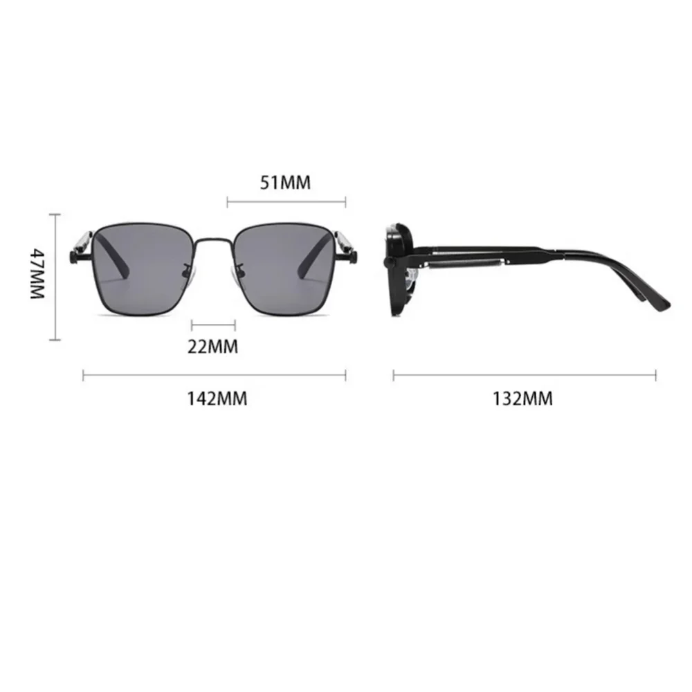 Men Driving Sunglasses Vintage Steampunk Square Sunglasses Metal Frame with Spring Hinges Women Eyepiece Trendy Driver Glasses