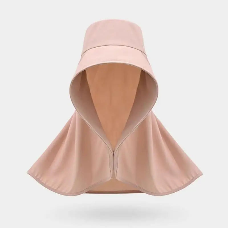 Summer Women Cap Outdoor Uv Anti Neck Protection Sun Visors Hat Fishing Hiking Big Brim Shawl Sunscreen Ponytail Cap Solid Color