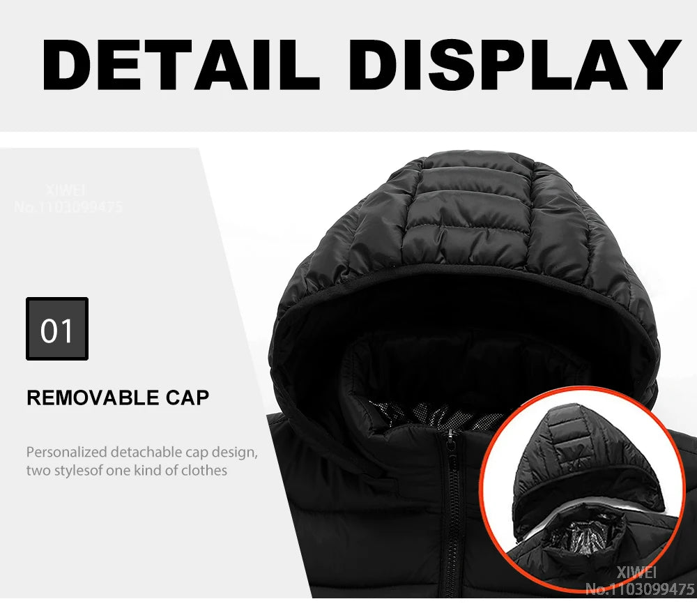 21 Areas Heated Jacket Men Warm Vest USB Self Heating Jacket Women Heated Coat Ski Camping Hiking Winter Cotton Clothes Washed