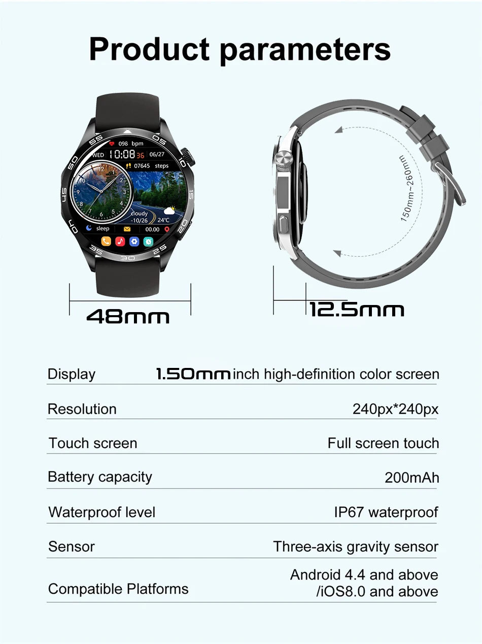 2025 New For Huawei Smart Watch Men Watch 4 Pro+ 1.50 Inch HD Screen Bluetooth Call Health Monitoring Smartwatch New Watch 4