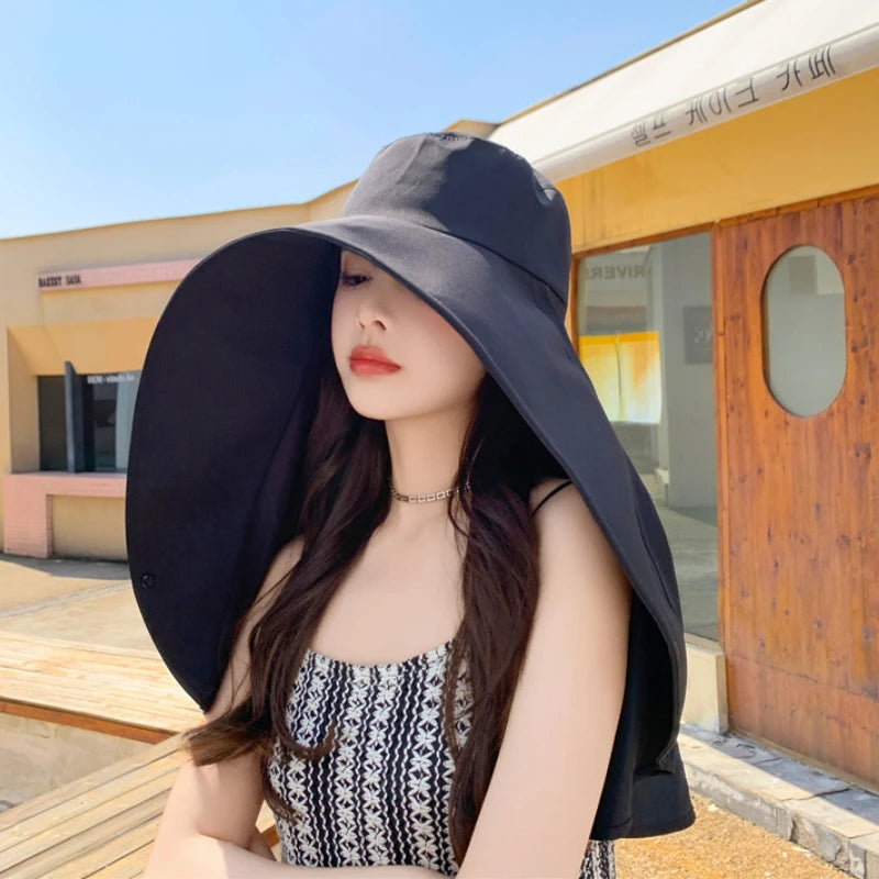 1/2/3PCS Summer Women's Sun Protection Sunshade UV Protection Hat Large Brim Face Covering Hat Face Mask Neck Protection Hat