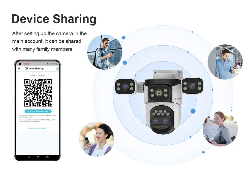 LS VISION 20MP Four Screens WiFi Security Camera Outdoor 10X Optical Zoom Four Lens Human Auto Tracking Waterproof CCTV Cameras