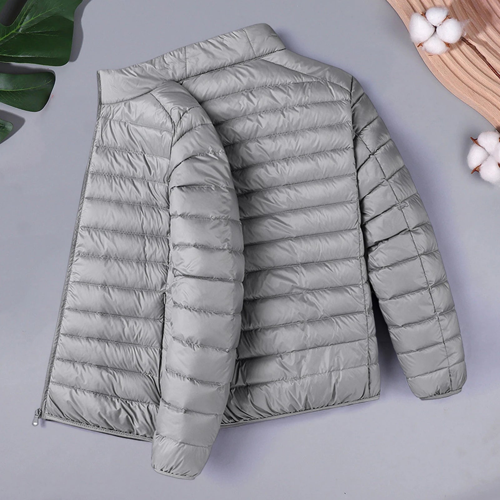 Men Cotton Coat Men's  Cotton Quilted Jacket with Down Filling Zipper Closure Long Sleeve Thermal Coat for Winter Warmth