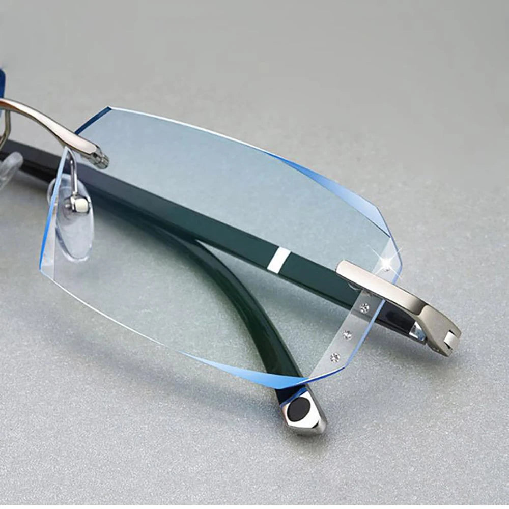 New Cut Edge Presbyopic Glasses Frameless HD Anti Blue Presbyopic Glasses Men's Anti Fatigue Presbyopia Clear Glasses +1.0~+4.0