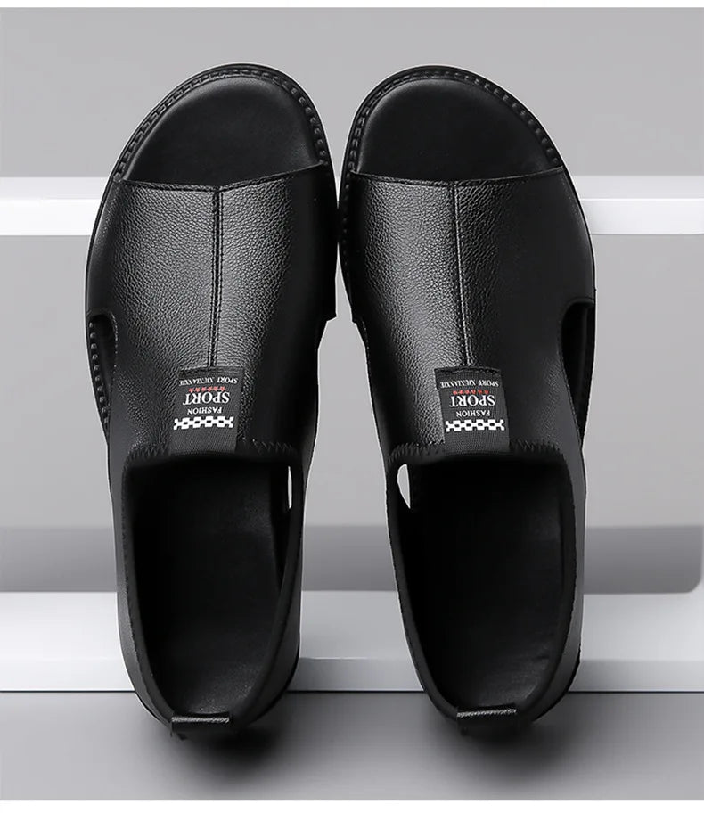 Brand Man Sandals Designer Fashion Leather Casual for Men Summer Comfortable Beach Slippers Outdoor Non-slip Men Sandalias 2024