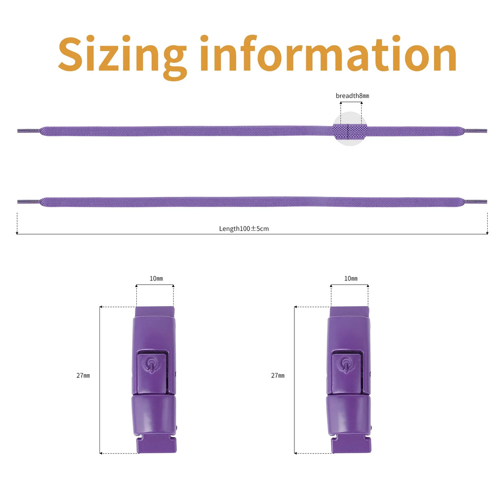 2Pairs Without Ties Elastic Laces No Tie Shoe Laces Press Lock Shoelaces Sneaker Kids Adult 8MM Widened Flat Shoelace for Shoes